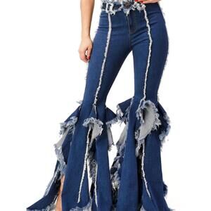 NEW PURPLE CANDY flare bell bottom pant in medium wash